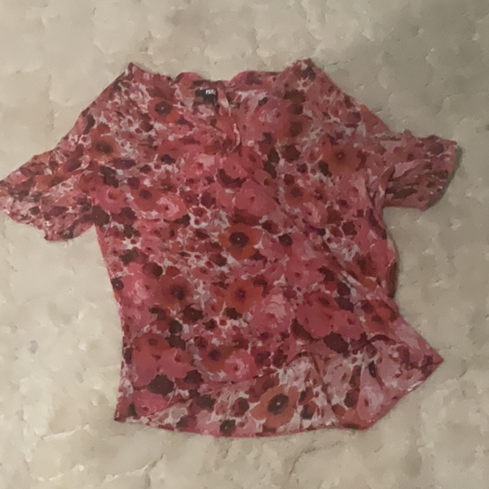 PAIGE Floral Red and Pink Blouse